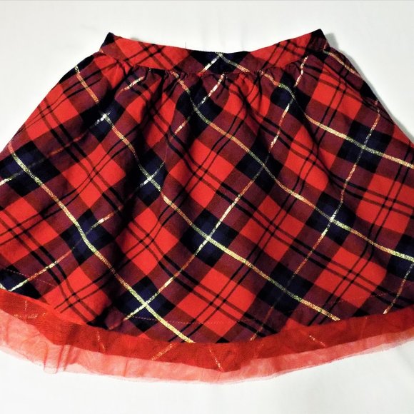 Crown & Ivy Kids 6 Red Plaid Skirt with Ruffles - Picture 2 of 2